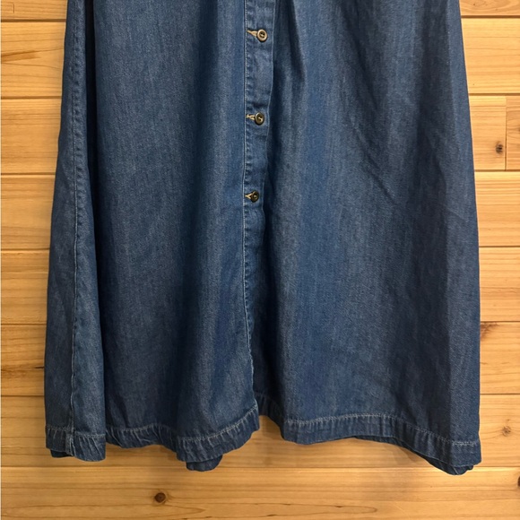 VNTG First Issue Small Cottagecore Prairie Denim Cotton Button Front Midi Skirt - Picture 3 of 9